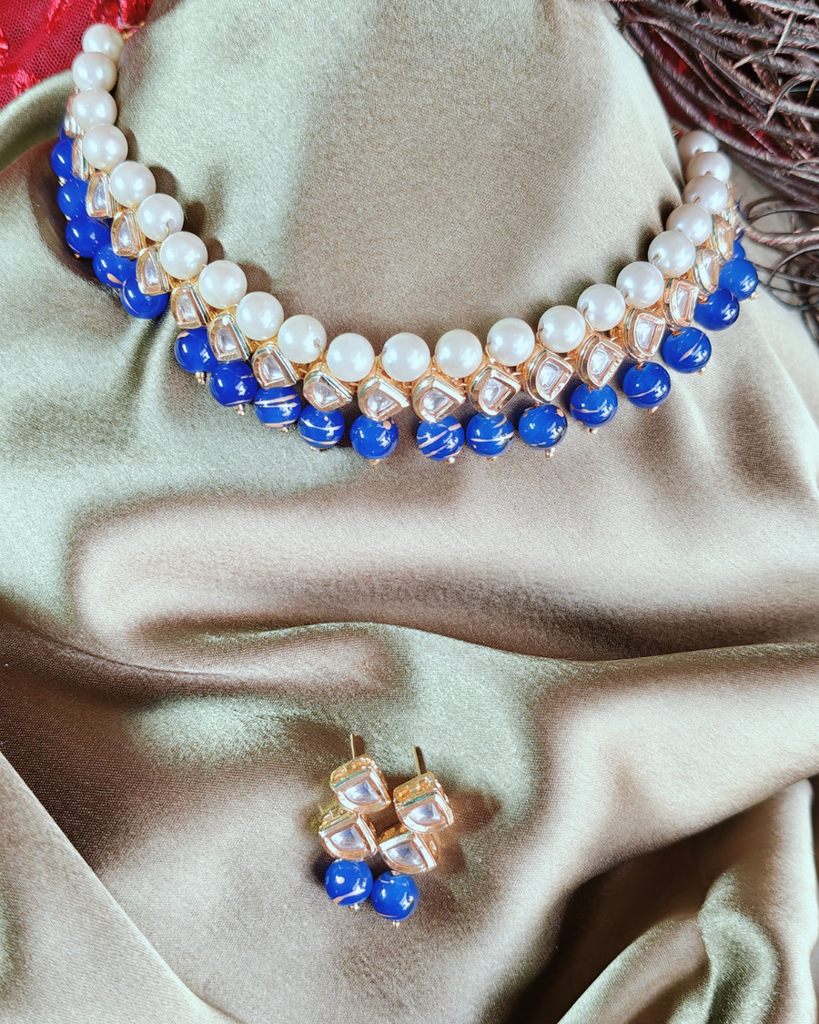 Bule Moti and Kundan Necklace
