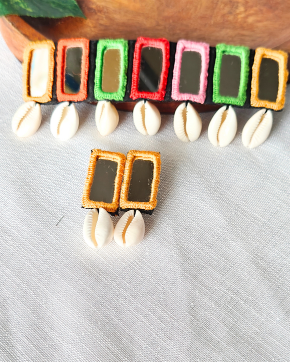 Vibrant Cowrie Mirror Charm Set