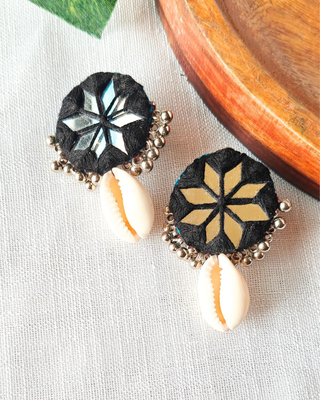 Fabric Cowrie Earring