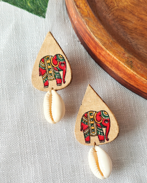 Fabric cowrie earrings