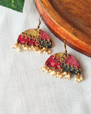 Multi-colour fabric earring