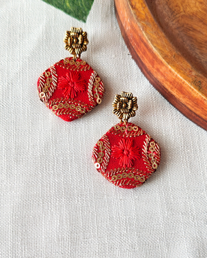 Red Fabric Earrings
