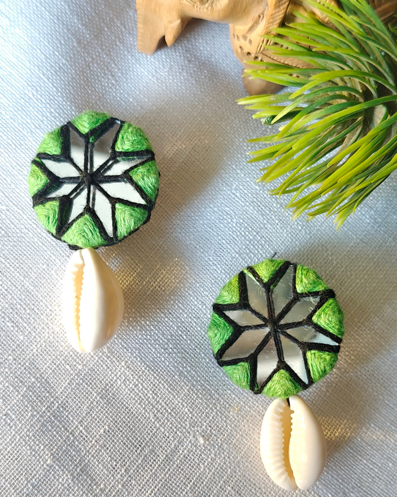 Emerald Tide Mirror Shell Earring